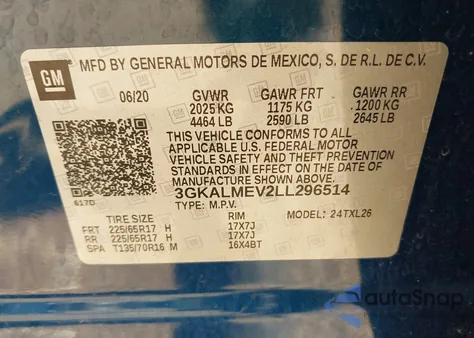2020 GMC Terrain Fwd Sle from USA, damaged, VIN 3GKALMEV2LL296514